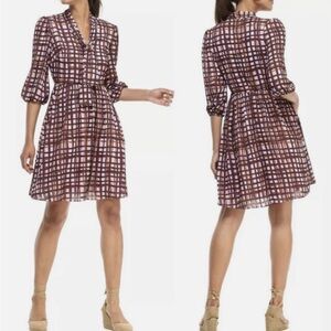 Gal Meets Glam Lindsey Painted Windowpane Tie Neck Dress 6